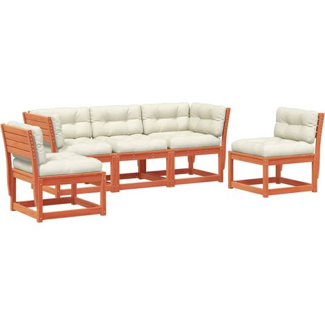 Maison Exclusive - Set de sofás jardín 5 pzas con cojines madera (1/5)