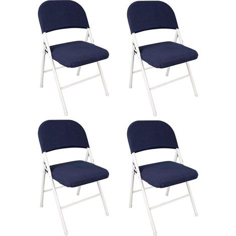 Set mit 4 dehnbaren Samt-Klappstuhlhussen, abnehmbar und waschbar, für Esszimmer, Hochzeit, Büro, Bankett, Party, universelle Dekoration (blau)