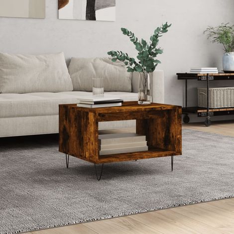 Table Basse de Salon Élégante,Table Canapé chêne fumé 60x50x40 cm bois d'ingénierie -FR85254 (1/5)