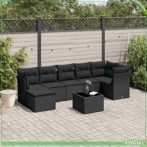 Salon de jardin - Ensemble 8 pcs - Résine tressée - Noir - Rangement avec sac étanche (1/3)