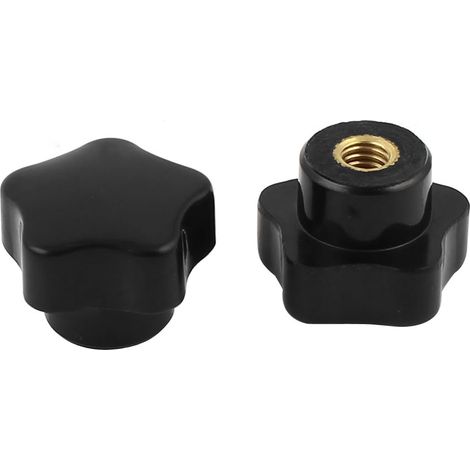 sourcing map 2 pièces M6 25mm diamètre filetage métal bouton étoile de serrage noir remplacement