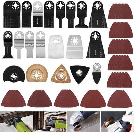 Outil Multifonction Saw Blades Accessoires Kit, 100pcs Oscillating Multimaster Lames, Compatible avec les marques Fein, Multimaster, Makita, Bosch, Rockwell, Sonicrafter, Worx (1/5)