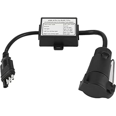 Connecteur de remorque, adaptateur 4 broches vers EUR 7 broches US, adaptateur de câblage pour feux de remorque ronds 4 broches vers 7 broches, séparation des signaux de freinage et d'arrêt. (1/4)