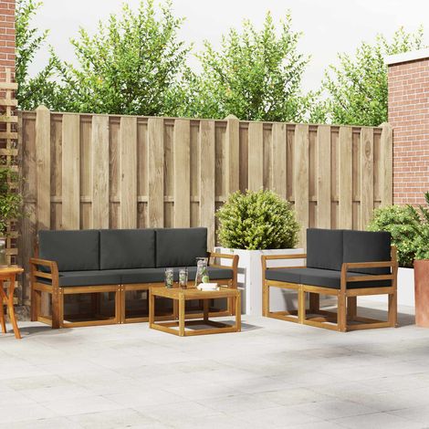 Outdoor-Sofagarnitur mit Kissen 6 pcs Natur und Anthrazit