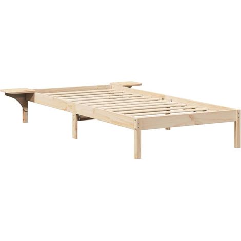Lit simple,Lit adulte,Cadre de lit avec tables de chevet Marron 90 x 200 cm Marron CFW5517875 (1/5)
