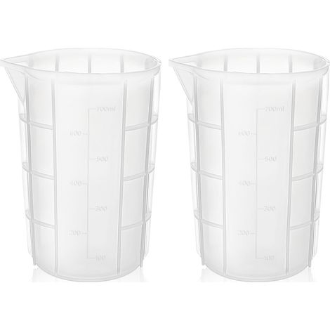 Silicone Measuring Cups, 2 Pièces 700ml Verres Doseurs Silicone, avec Gradué, Tasses à Mélanger Antiadhésives, Verre Mesureur pour Moule Resine Epoxy, Art Craft, Laboratoire (1/5)