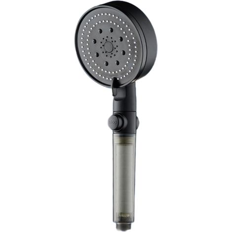 Tête De Douche Filtrante - 5 Modes De Pulvérisation - Filtre Adoucisseur D'eau - Pression Renforcée - ABS Noir - 1 Pièce (1/5)