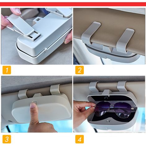 Étui à lunettes pour pare-soleil voiture, organiseur de rangement avec pochettes, accessoires auto. (1/5)