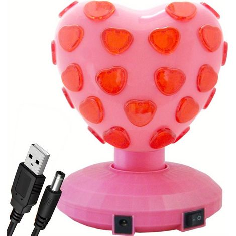 Lampe boule disco cœur rotative - Projection LED pour fêtes, Noël et décoration romantique