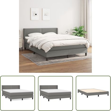 The Living Store Boxspringbett mit Matratze Dunkelgrau 140x200 cm Stoff - Boxspringbett - Doppelbett - Bettenrahmen - Matratze - Matratzentopper (1/5)