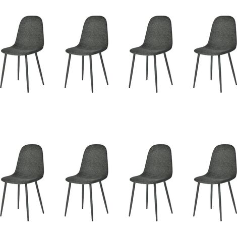 Lot de 8 Chaises de Salle à Manger Scandinave, Chaise Rembourré avec Dossier, en Tissu, Pied Métal, pour Cuisine Salon Chambre, Gris (1/5)