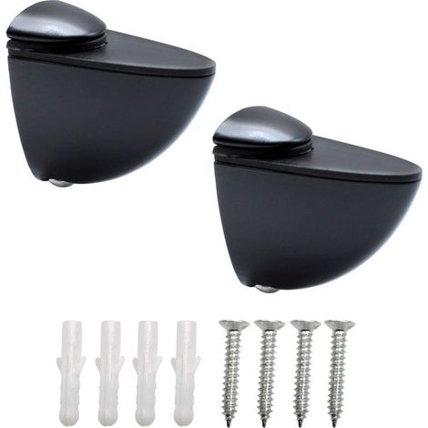Lntyq Taquets pour Étagères, 2 Pcs Equerre Etagere Murale, Support Etagere Verre, 3-20 mm Porte-Verre En Zinc Clip Fixations Réglable Murale, Pince à Verre Noir pour Escalier (1/4)