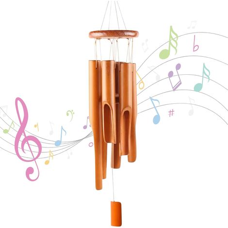 Bambus-Windspiel, Bambus-Windspiel mit 6 Röhren für Garten, Hof, Terrasse, Heimdekoration