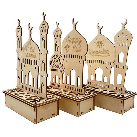 Tragbare LED-Holzlampe für Ramadan-Dekoration, Eid- und Ramadan-Nachtlicht, Tischdekoration, ideal für die Eid- und Ramadan-Feierlichkeiten (1/5)