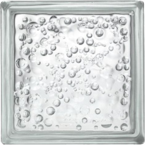Centrale Brico – Brique de verre 19x19x8 cm – Transparent bullé brillant – Pour intérieur et extérieur – Poids 2,4 kg – Verre décoratif
