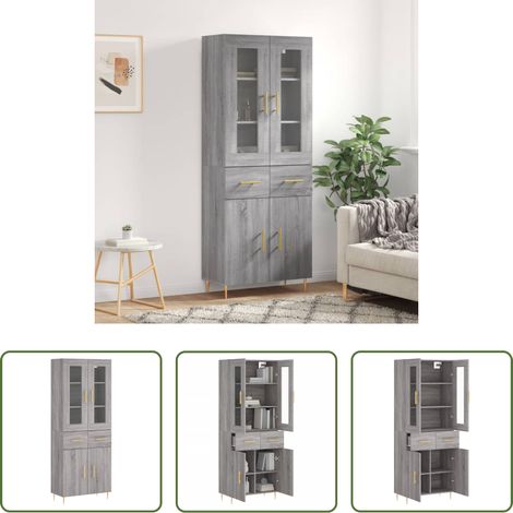 Schrank - Highboard Grau Sonoma 69,5x34x180 cm Holzwerkstoff (1/5)
