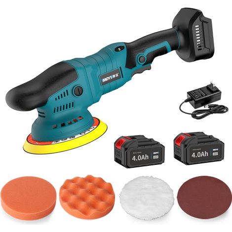 21V Polisseuse Excentrique Sans Fil (Pack de 4) – Kit 2 Batteries et 1 Chargeur (10 Cellules), Polisseuse Lustreuse Orbitale à Vitesse Variable, pour Voiture, Bateau, Cire et Rénovation de Peinture (1/5)