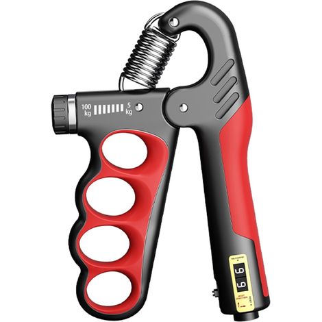 Hand Gripper - Adjustable Resistance 5-100 Kg - Built-in Counter - Ergonomic Design - For Hand And Forearm Training - 1 Unit