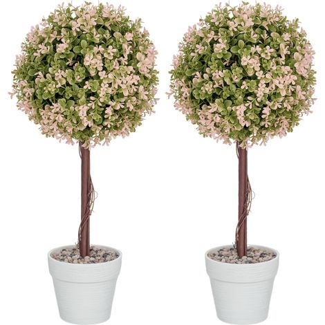 Set of 2 Decorative Artificial Plants, Murraya Flowers in Pot, Fake Plants for Home Indoor outdoor Decor, 60cm, Cream White