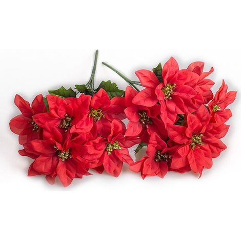 Stelle di Natale artificiali (2 pezzi) - Fiori di seta realistici - Decorazione per interni ed esterni - Decorazione per la tavola di Natale - Lunghezza 34 cm - Resistenti al gelo - (1/5)