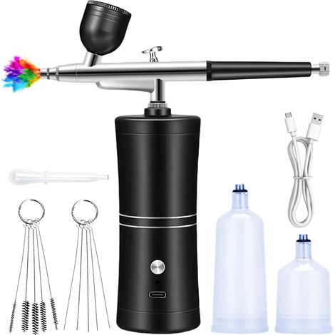 Kit Aérographe Sans Fil, Compresseur Portable, Rechargeable Aérographe Pour Maquillage, Décoration De Gâteaux, Nail Art, Modelage De Tatouage (1/5)