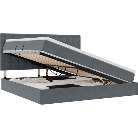 Maison Exclusive - LED-Speicherbett mit Matratze Dunkelgrau 200 x (1/5)