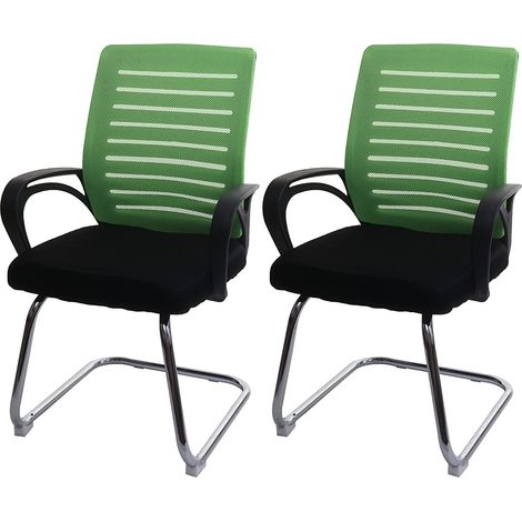 Juego de 2 sillas de oficina para visitas con respaldo cómodo en malla transpirable verde BUR04119 (1/5)