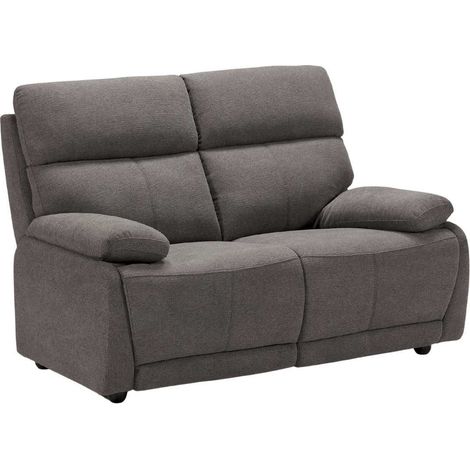 Canapé fixe 2 places tissu polyester gris foncé - MIGUEL (1/5)