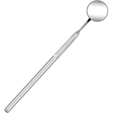 Stainless steel dental inspection mirror – Anti-fog – Length 16 cm – Diameter 22 mm – Non-slip handle for teeth cleaning (1/5)