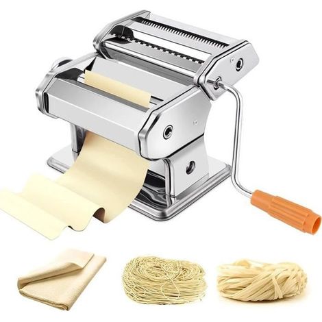 Machine à Pâtes Fraîche en Acier INOX pour Faire Pâtes à Lasagne, Spaghettis, Tagliatelles, Laminoir à Pâte en 6 Épaisseurs de[126] (1/4)