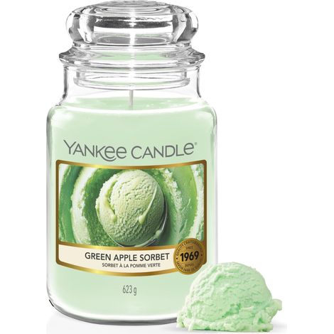 Bougie parfumée Grande bougie en pot Sorbet à La Pomme Verte Bougies à combustion longue jusqu'à 150 heures Cadeaux parfaits pour les femmes (1/5)