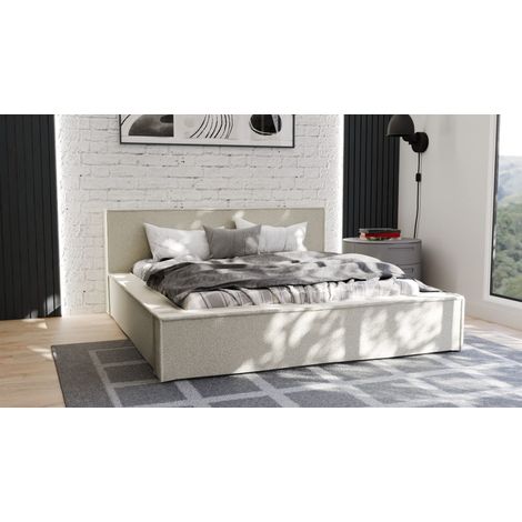 Polsterbett Doppelbett ALDANA 120x200cm Komplettset in Stoff Puente Creme