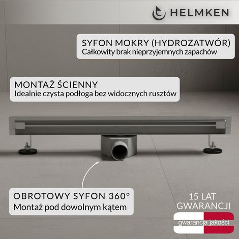 Desagüe lineal de pared Helmken 37501701, 700x41 mm, cromado (1/5)