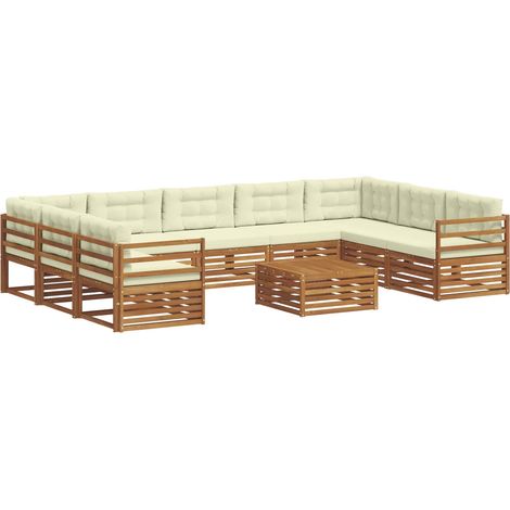 Conjunto de sofás de exterior con cojín 10 pcs Natural y Crema vidaXL (1/5)