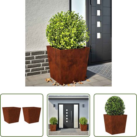Jardinière extérieure - Jardinières 2 pcs 50x50x50 cm acier résistant aux intempéries (1/5)