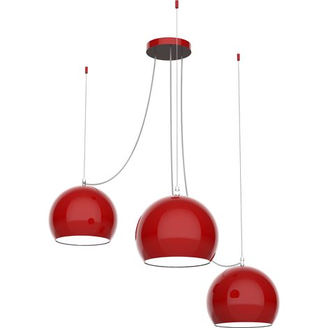 LUMICOM  JOE Sospensione, 3X E27, max 42W, metallo, rosso lucido/bianco, D.25cm