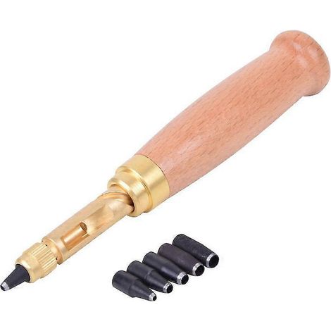 Poinçon à vis à 6 embouts de tailles différentes : 1,5 mm, 2 mm, 2,5 mm, 3 mm, 3,5 mm et 4 mm. Outil pour le travail du cuir, le bricolage et la fabrication de bijoux. (1/5)