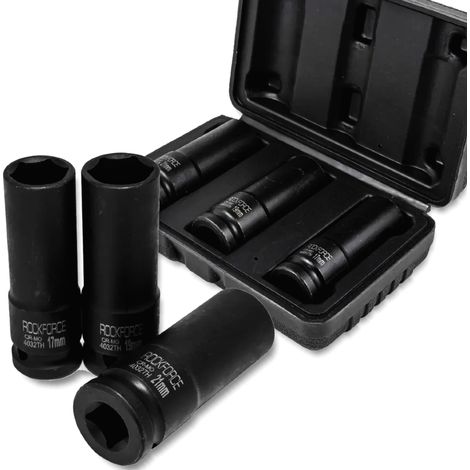 Set di bussole a impatto Rockforce da 1/2" a 6 punte a parete sottile, 3 pezzi (1/5)