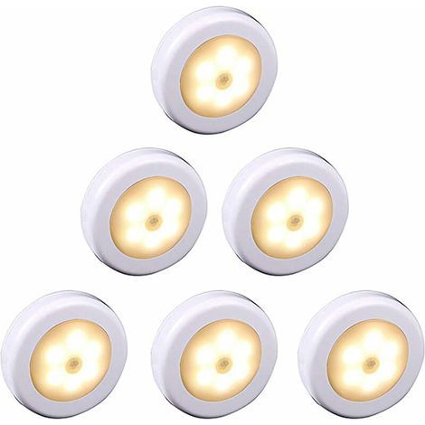 Wireless LED light with motion sensor – 6 pieces – Warm light – Easy installation with 3M adhesive – For closets and hallways (1/5)