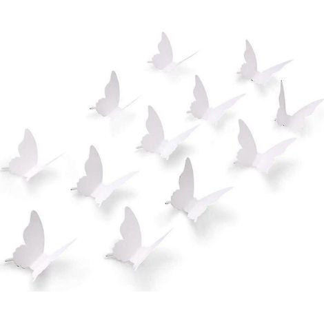 Lot de 100 stickers muraux papillons blancs en papier 3D – Décoration amovible pour maison, salon, chambre d'enfant ou de fille (DIY) (1/5)