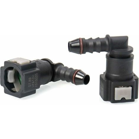 Lot de 2 connecteurs de tuyau de carburant 90° – Plastique 7.89mm – Connexion rapide pour systèmes de carburant – Compatible tuyaux 6mm (1/5)