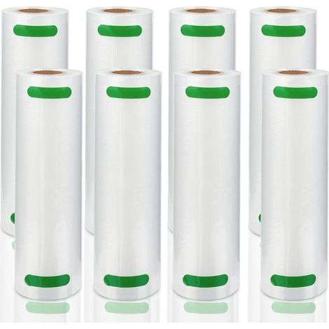 Sacs sous Vide Alimentaire 8 Rouleaux, 20 X 600 CM pour Appareil de Mise sous Vide, Réfrigérateur, Réutilisable rouleaux sous vide