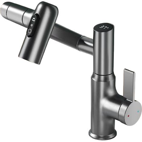 Smart, height-adjustable, rotating thermostatic bathroom faucet (grey)High quality, excellent performance, the ideal choice for families. (1/5)