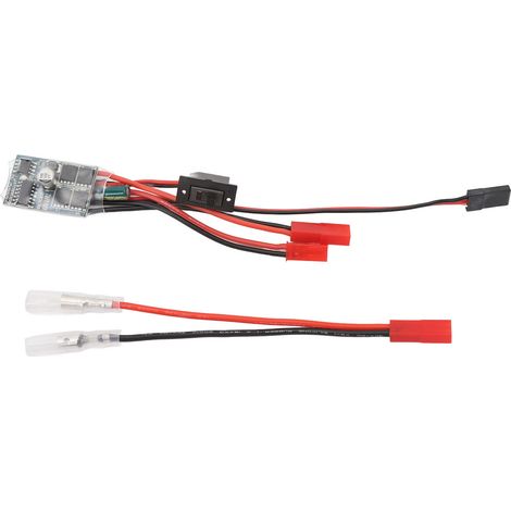 Contrôleur de vitesse électronique (ESC) 30A à balais et câble adaptateur 7,4 V à 2 voies avec frein pour voitures 1/16, 1/18 et 1/24. (1/5)