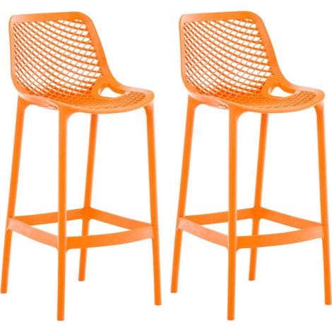 Set di 2 sgabelli da bar con schienale in plastica arancione per uso esterno altezza seduta 75 cm 100006112
