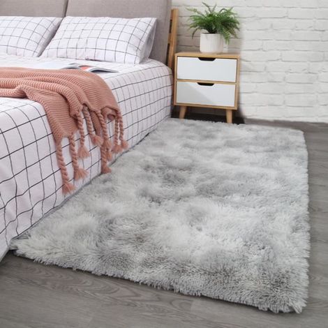 Tapis Shaggy - 160 x 80 cm - Gris Clair - Rectangulaire - Synthétique - Antidérapant - Pour Salon Chambre Bureau (1/3)