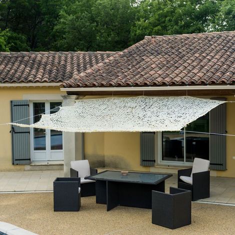 Voile d'Ombrage Rectangulaire 2x3m Polyester 120g/m² Anti-UV avec Anneaux Métalliques Chromés Usage Extérieur (1/4)
