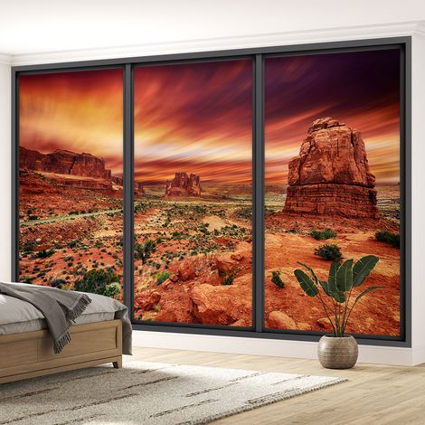 Papier peint panoramique Trompe l'oeil baie vitrée - Grand canyon - 130 cm x 78 cm (1/5)