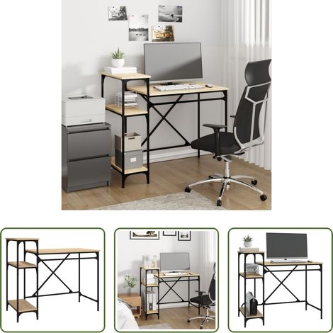 Étagères - Bureau avec étagères chêne 105x50x90cm bois d'ingénierie et fer (1/5)
