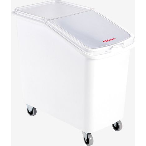 Bac à ingrédients 100 L + couvercle + 4 roues - chape inox - Gilac
